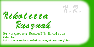 nikoletta rusznak business card